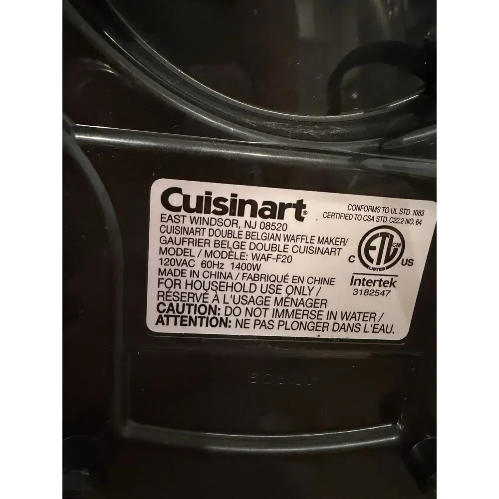Cuisinart Double Belgian Waffle Maker WAF-F20 Stainless Steel Nonstick 1400W